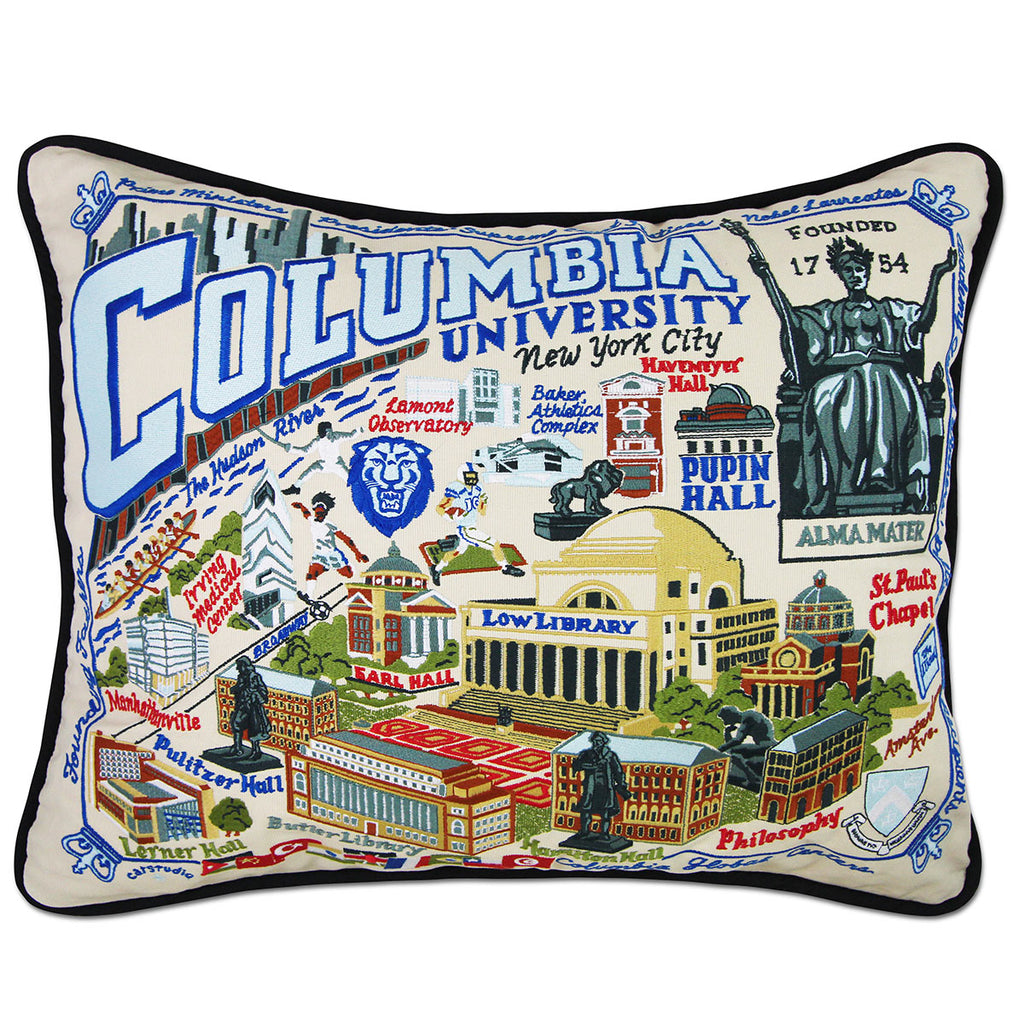 Columbia University Lions embroidered throw pillow with school mascot.