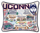 Connecticut Huskies hand-embroidered throw pillow featuring school colors and mascot imagery
