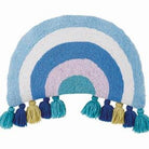 Cool Rainbow with Tassels Hooked Wool Throw Pillow, close-up detail