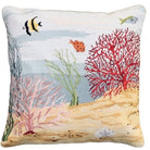 Coral Reef Ocean Fish needlepoint throw pillow with aquatic fishing design