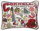 Cornell University Big Red hand-embroidered throw pillow featuring school colors and mascot imagery