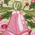 Cottage Charm Bells Hooked Wool Christmas Throw Pillow, close-up detail