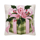 Cottage Charm Gift Hooked Wool Christmas Throw Pillow, 18x18 inch, front view