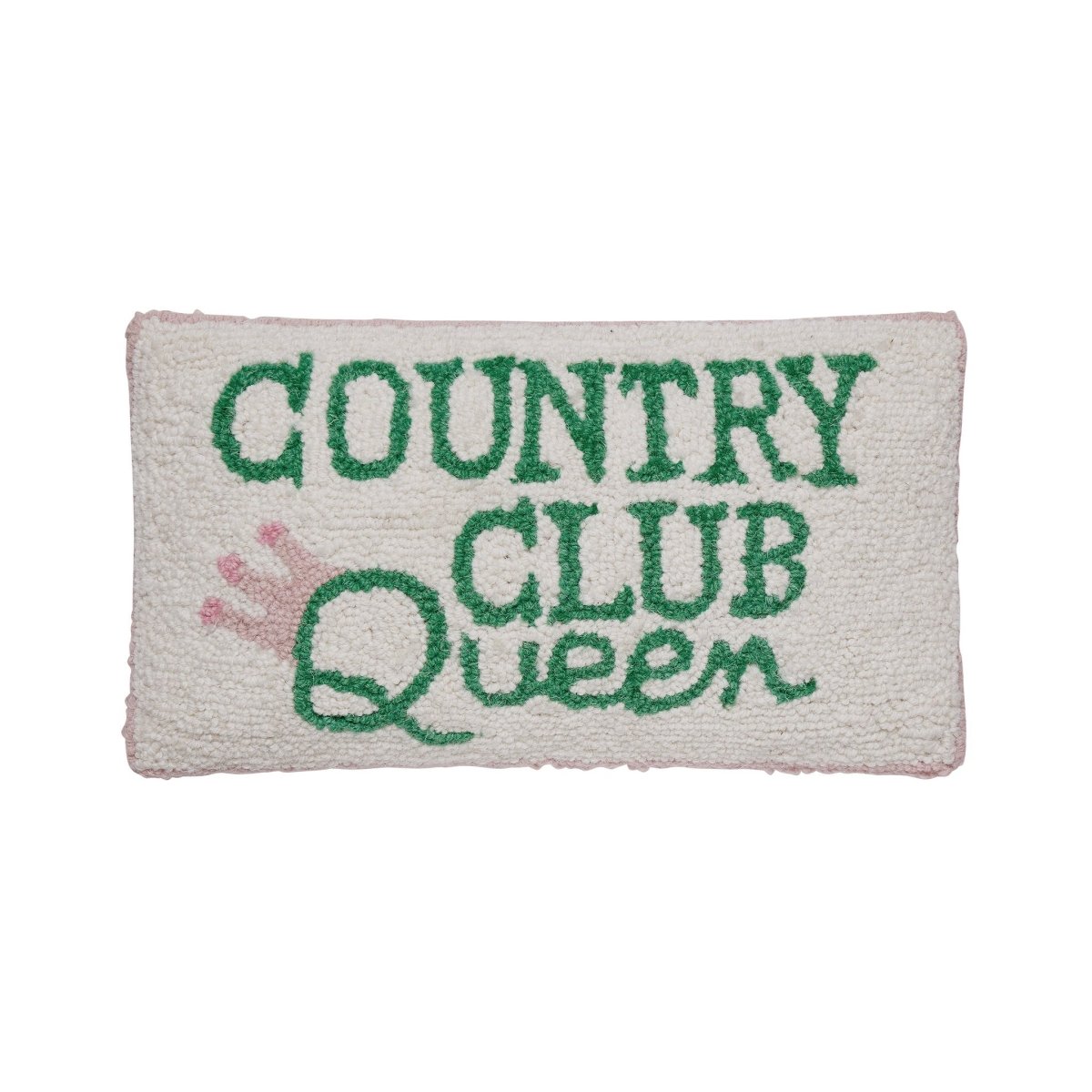 Country Club Queen Hooked Wool Throw Pillow, 9x16 inch, closer view of the throw pillow