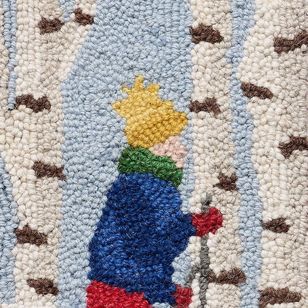 Closeup of Country Skier Hooked Wool Christmas Stocking showing stitch texture and craftsmanship detail