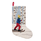 Country Skier Hooked Wool Christmas Stocking, 12x20 inch, front view