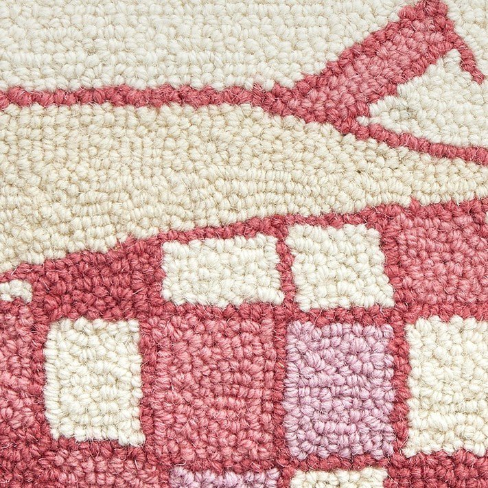 Cowboy Disco Ball Hooked Wool Throw Pillow, close-up detail