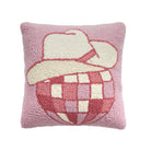 Cowboy Disco Ball Hooked Wool Throw Pillow, 14x14 inch, front view