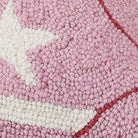 Closeup of Cowboy Hat Hooked Wool Throw Pillow showing stitch texture and craftsmanship detail