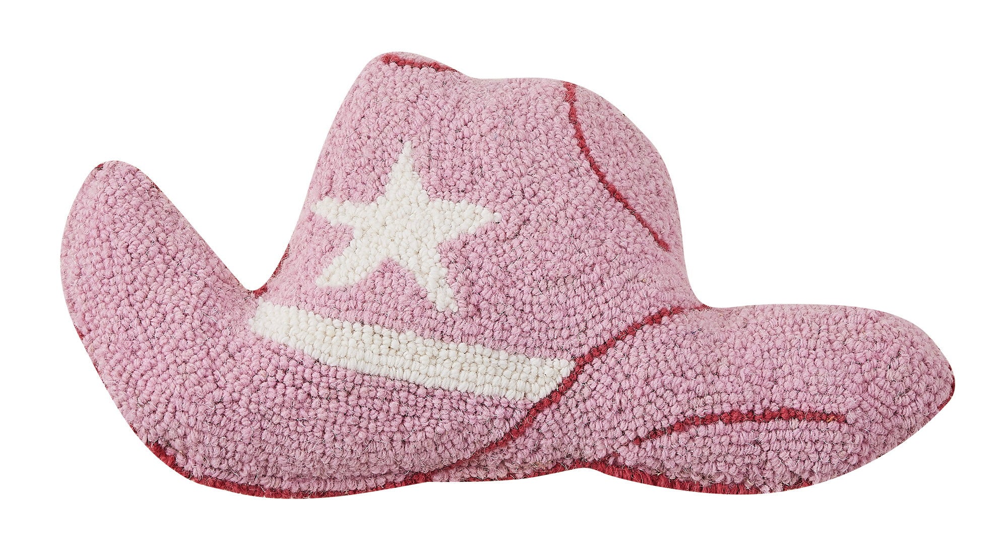 Cowboy Hat Hooked Wool Throw Pillow, 9x16 inch, front view