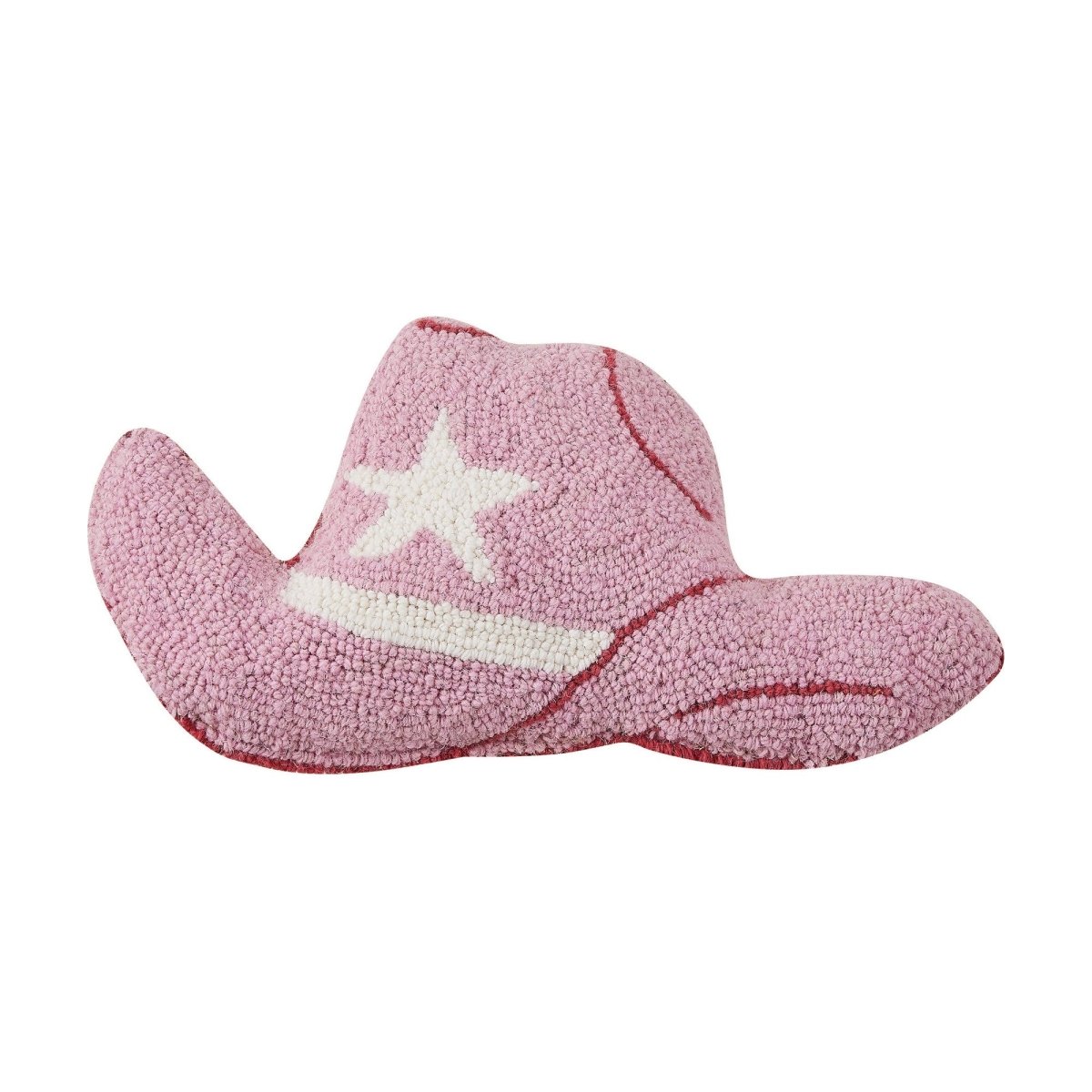 Cowboy Hat Hooked Wool Throw Pillow, 9x16 inch, front view