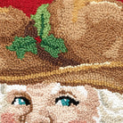Cowboy Hat Retro Santa Hooked Wool Christmas Throw Pillow, close-up detail