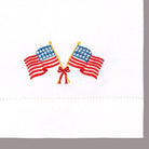 Closeup of Crossed Flags Guest Towel, Set of 8 showing print and fabric detail