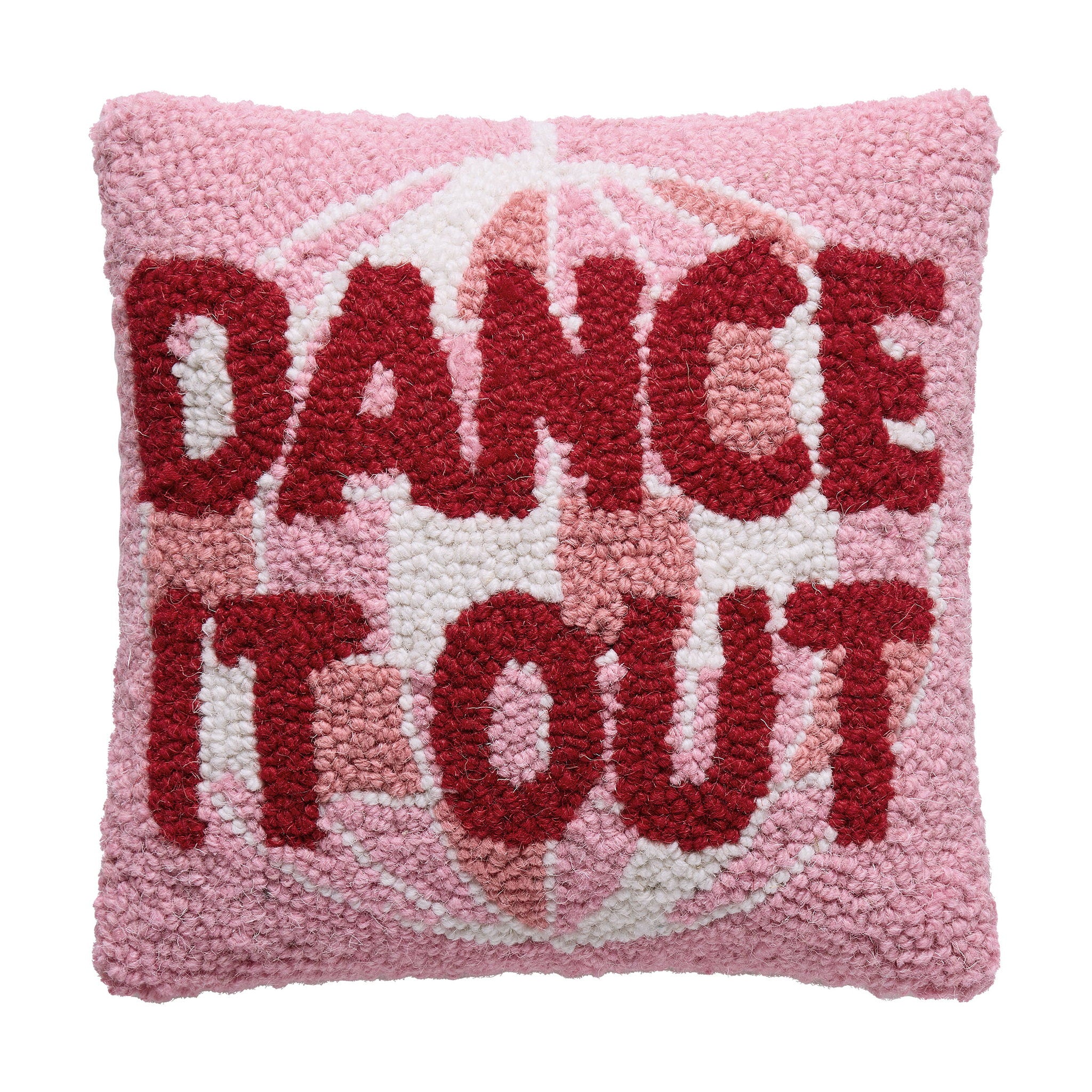 Dance It Out Hooked Wool Throw Pillow, 10x10 inch, front view