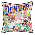 Denver, CO Mile High City hand-embroidered throw pillow showcasing iconic landmarks