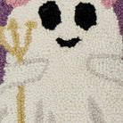 Devil Ghost Hooked Wool Halloween Throw Pillow, close-up detail