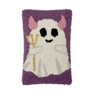 Devil Ghost Hooked Wool Halloween Throw Pillow, 8x12 inch, front view