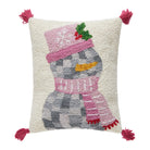 Disco Snowman with Tassels Hooked Wool Christmas Throw Pillow, 14x18 inch, front view