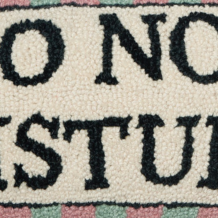 Do Not Disturb Hooked Wool Throw Pillow, close-up detail