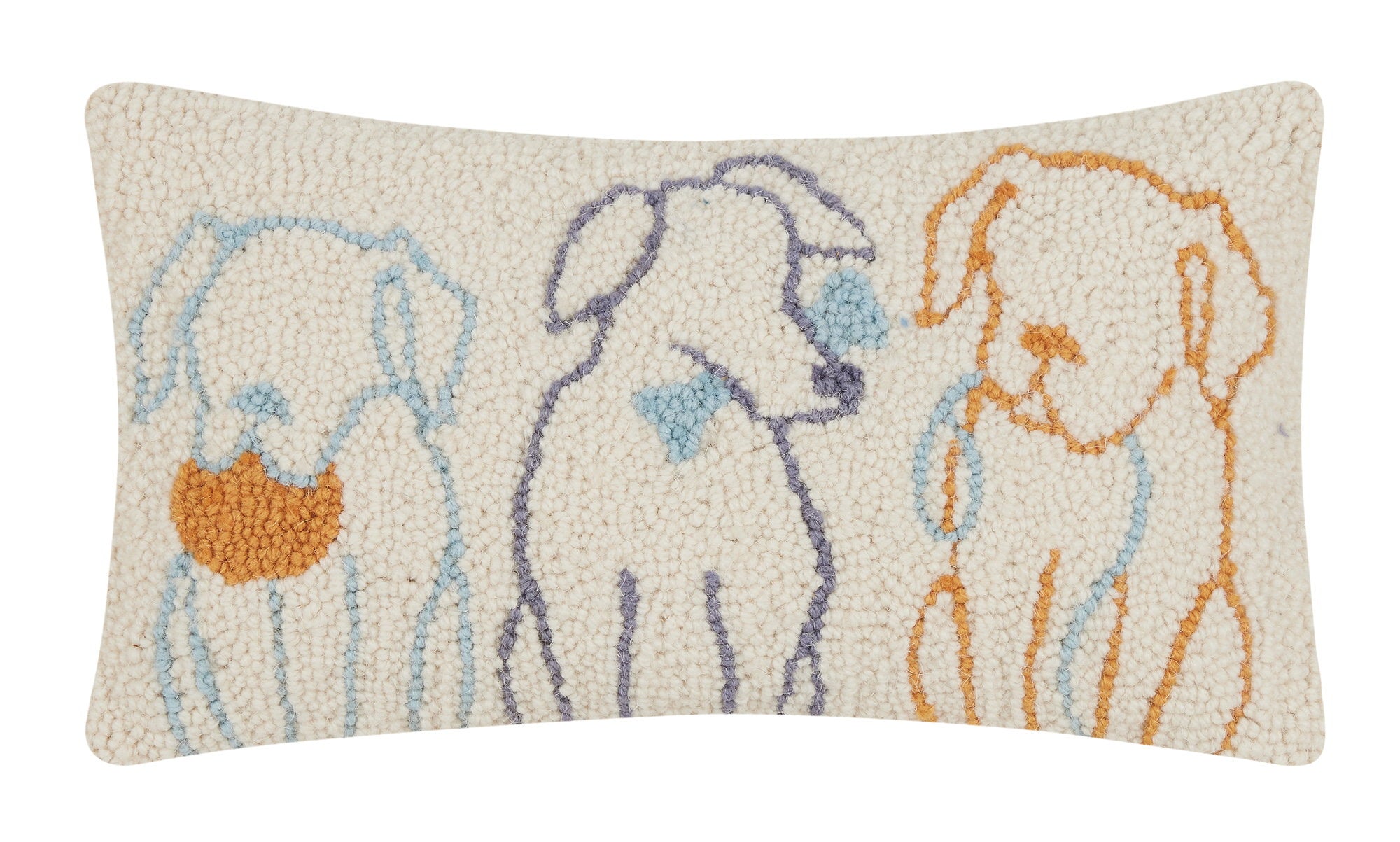 Dog Silhouettes Hooked Wool Throw Pillow, 9x16 inch, front view