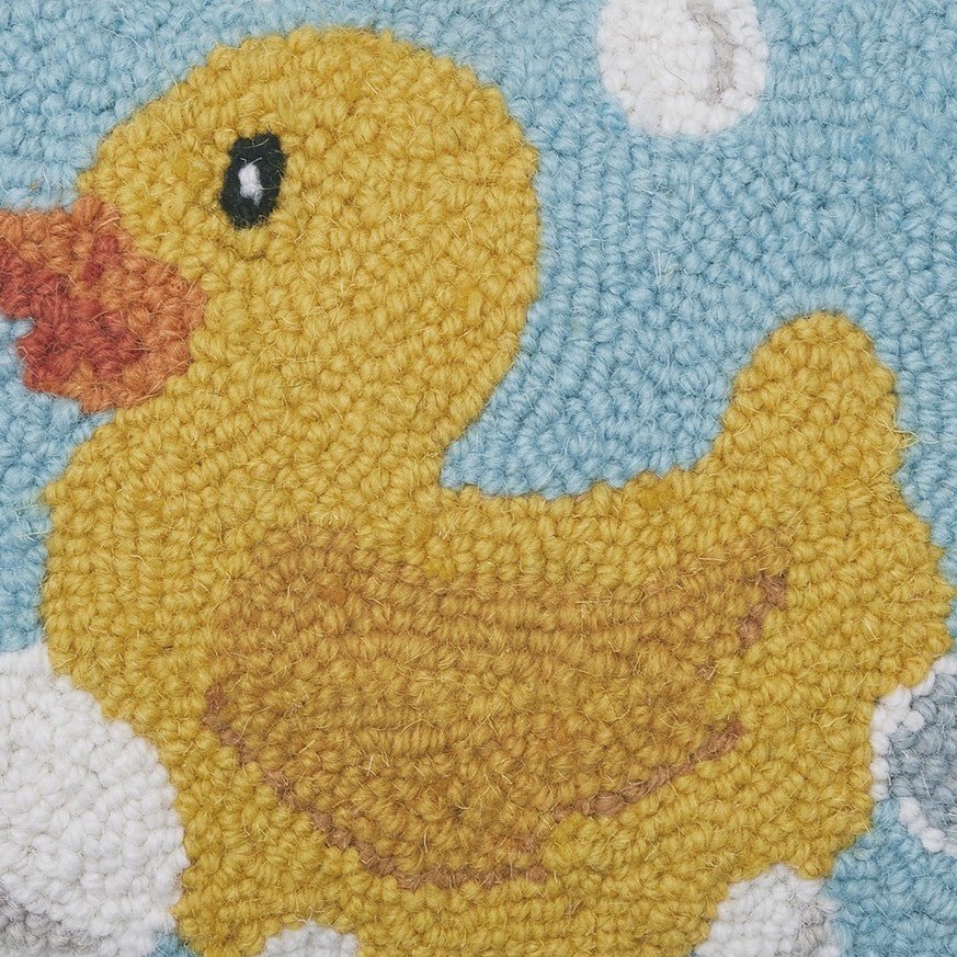 Duckling Hooked Wool Throw Pillow, close-up detail