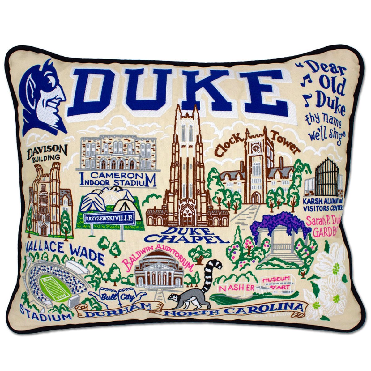 Duke University Embroidered Graduation Gift Throw Pillow School Scenes