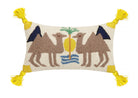 Dune with Tassels Hooked Wool Throw Pillow, 9x16 inch, front view