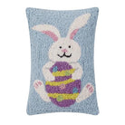 Easter Bunny Egg Hooked Wool Throw Pillow, 8x12 inch, front view