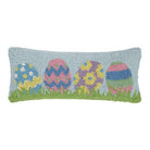 Easter Egg Hooked Wool Throw Pillow, 8x20 inch, front view