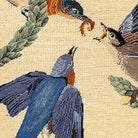 Hand-stitched wool detail of Eastern Bluebird Wildlife Audubon needlepoint pillow showing intricate weave pattern and texture