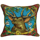Elk With Horns needlepoint throw pillow with rustic nature wildlife lodge design