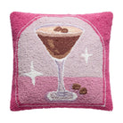 Espresso Martini Bar Cart Wool Hooked Throw Pillow, 16x16 inch, front view