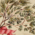 Evergreen Pine Berries Garland pillow fabric closeup showing hand-embroidered needlepoint wool texture and color detail