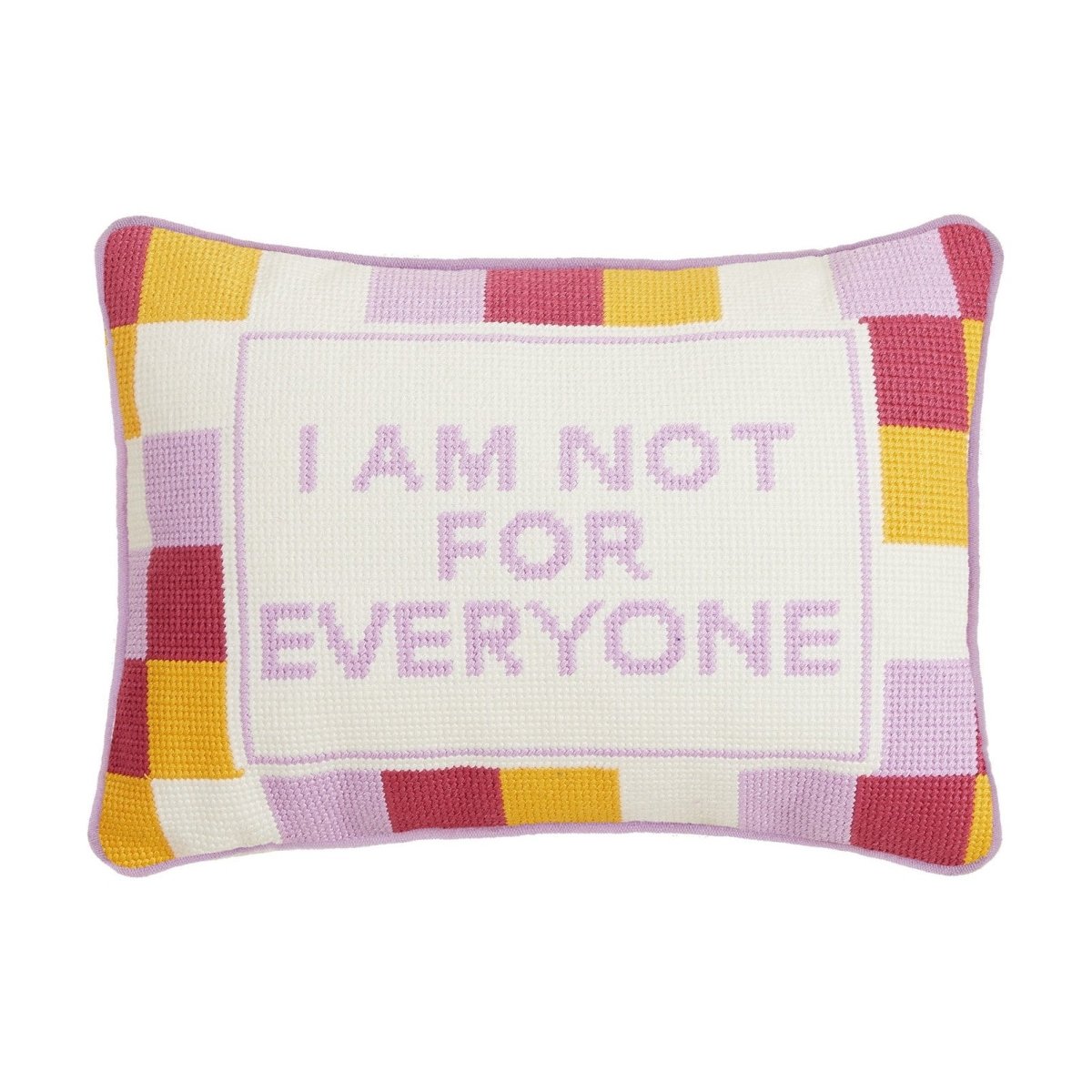 Everyone Embroidered Needlepoint Throw Pillow, 10x14 inch, front view
