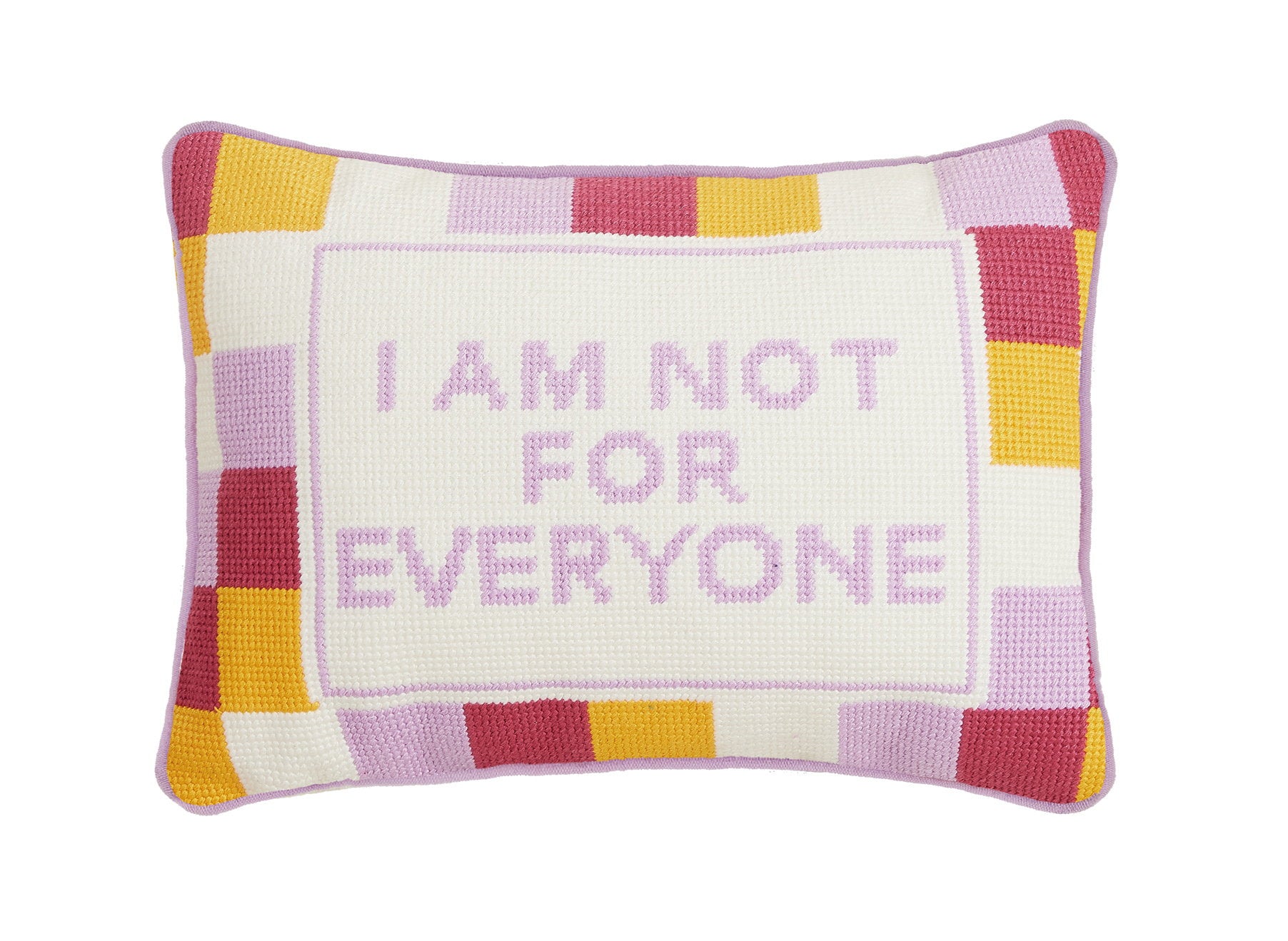Everyone Embroidered Needlepoint Throw Pillow, 10x14 inch, front view