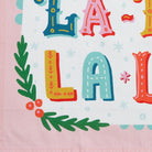 Closeup of Fa La La La Christmas Kitchen Towel showing print and fabric detail