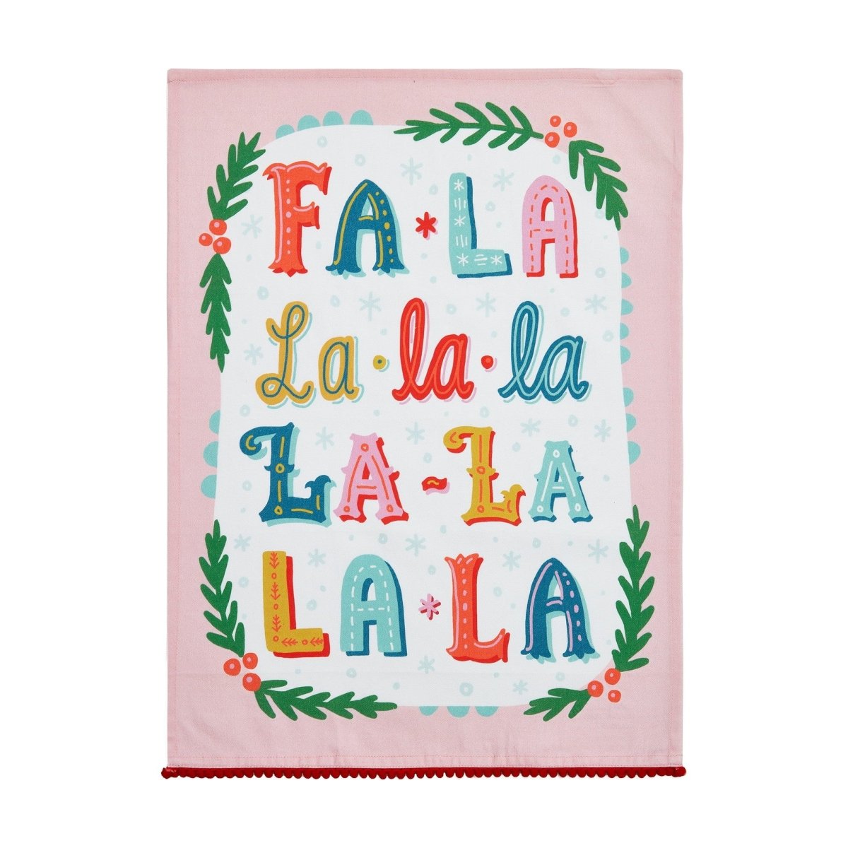 Fa La La La Christmas Kitchen Towel, 18x25 inch, front view