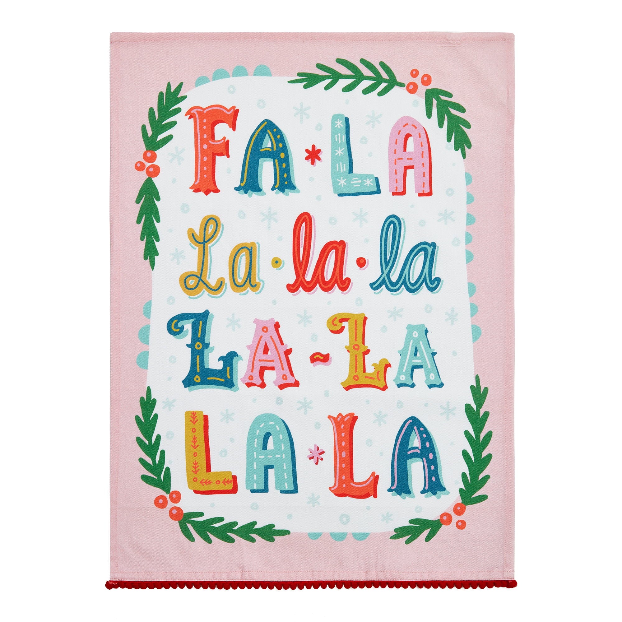 Fa La La La Christmas Kitchen Towel, 18x25 inch, front view