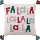 Fa La La La with Tassels Hooked Wool Christmas Throw Pillow, close-up detail