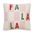 Falala Checker Hooked Wool Christmas Throw Pillow, 16x16 inch, front view