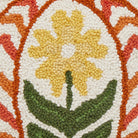 Fall Folk Pumpkin Hooked Wool Throw Pillow, close-up detail