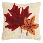 Fall Leaves Hooked Wool Throw Pillow, 10x10 inch, front view