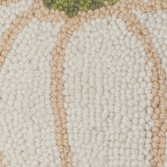Fall Pumpkin Hooked Wool Throw Pillow, close-up detail