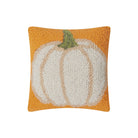 Fall Pumpkin Hooked Wool Throw Pillow, 8x8 inch, front view