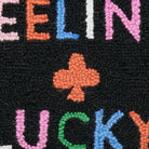 Feeling Lucky Hooked Wool Throw Pillow, close-up detail