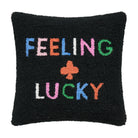 Feeling Lucky Hooked Wool Throw Pillow, 14x14 inch, front view