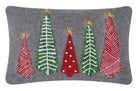 Felt Christmas Tree Embroidered Throw Pillow, 12x18 inch, front view