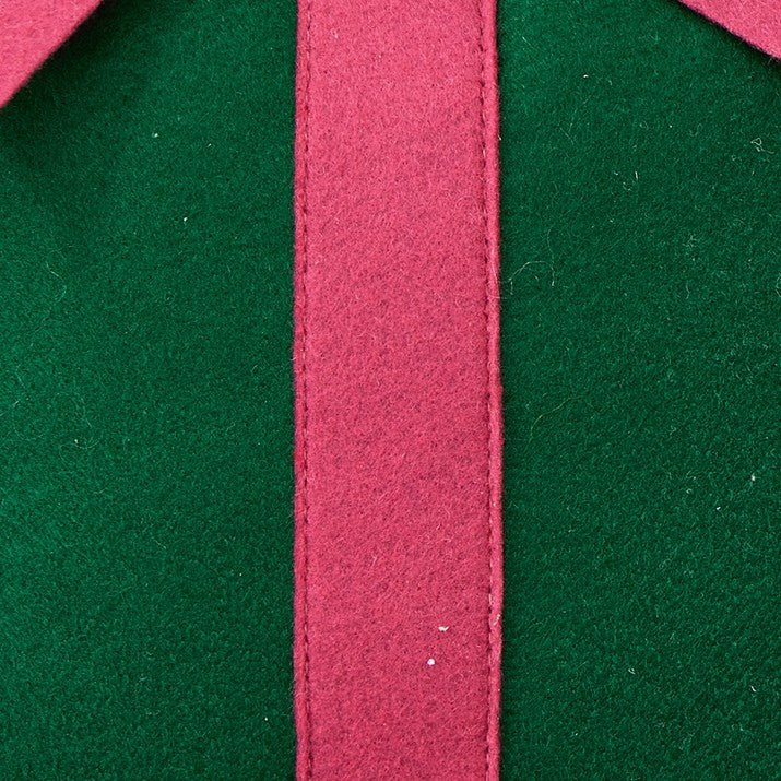 Felt Green Present Embroidered Throw Pillow, close-up detail