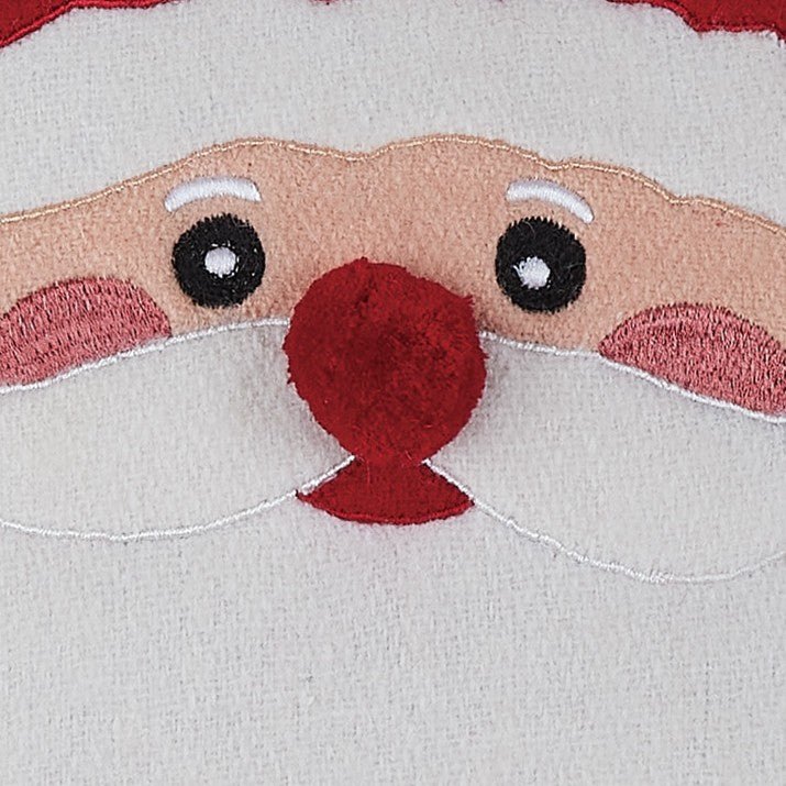 Felt Santa Embroidered Christmas Throw Pillow, close-up detail