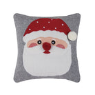 Felt Santa Embroidered Christmas Throw Pillow, 12x12 inch, front view